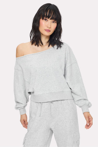 bling thing off-the-shoulder sweatshirt