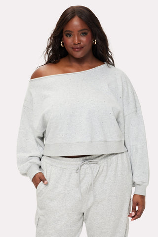 bling thing off-the-shoulder sweatshirt