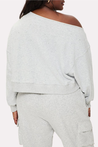 bling thing off-the-shoulder sweatshirt