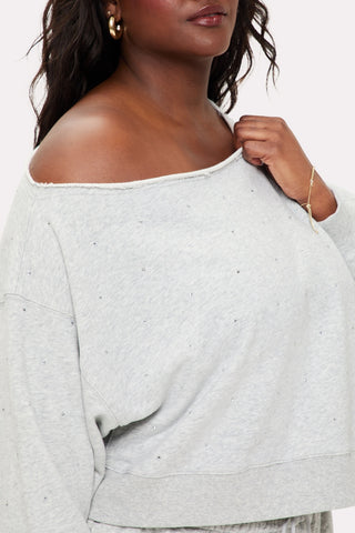 bling thing off-the-shoulder sweatshirt