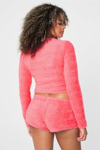 fuzz me long sleeve cropped top