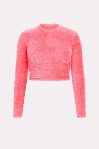 fuzz me long sleeve cropped top