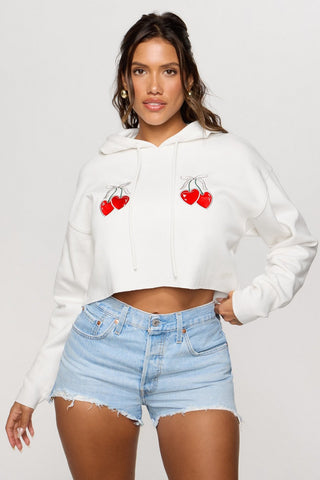 cozy fleece cherry cropped hoodie