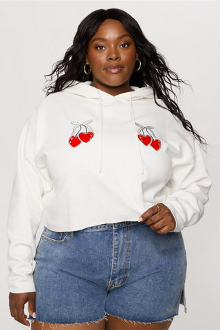 cozy fleece cherry cropped hoodie