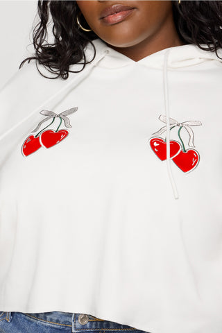 cozy fleece cherry cropped hoodie