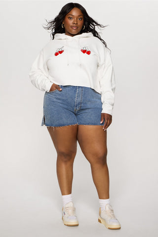 cozy fleece cherry cropped hoodie