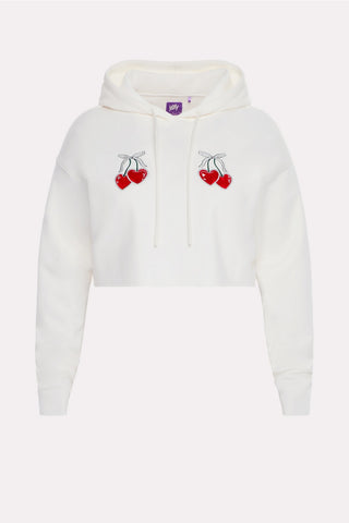 cozy fleece cherry cropped hoodie