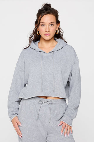 year round terry cropped hoodie