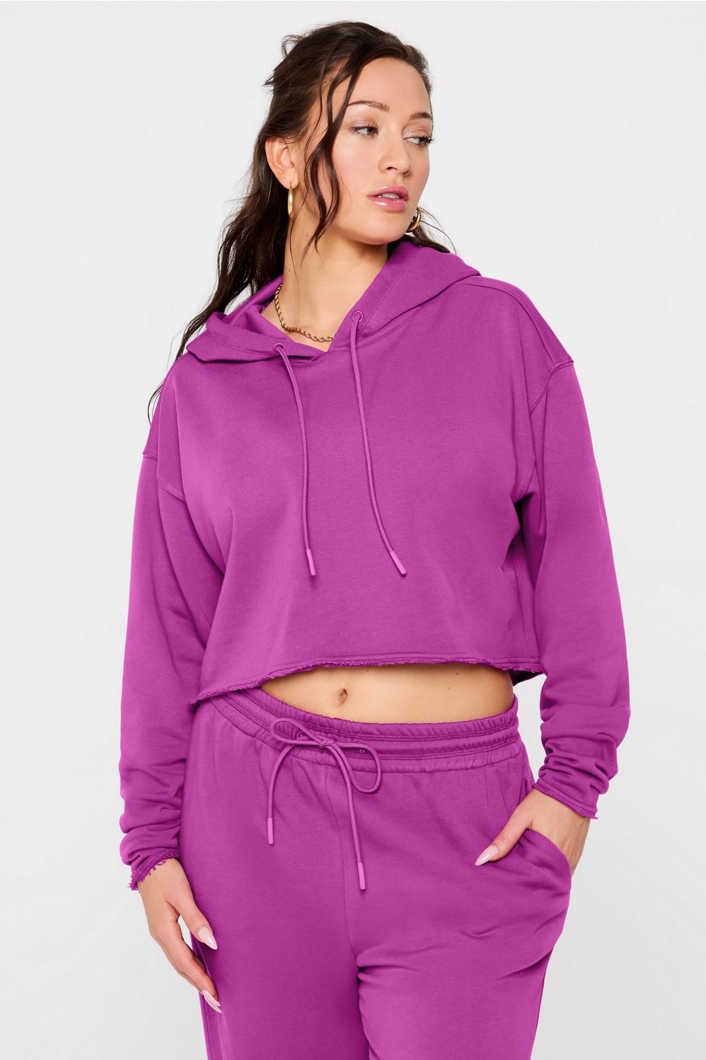 year round terry cropped hoodie