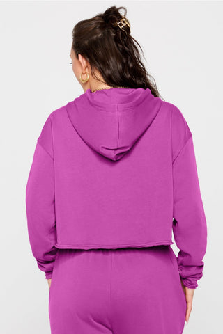 year round terry cropped hoodie
