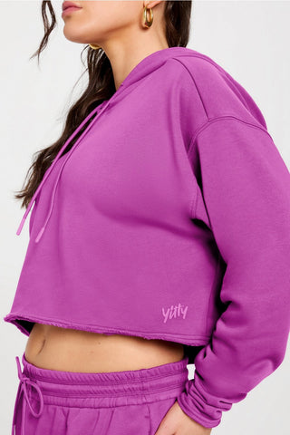 year round terry cropped hoodie