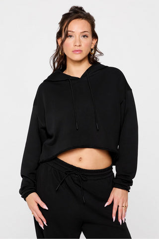 year round terry cropped hoodie