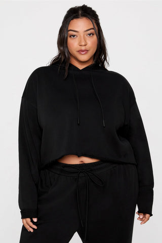 year round terry cropped hoodie