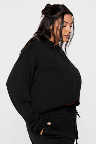 year round terry cropped hoodie
