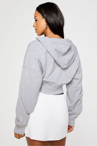 year round terry cropped full-zip hoodie