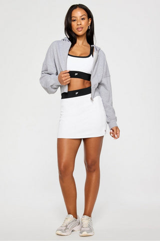 year round terry cropped full-zip hoodie