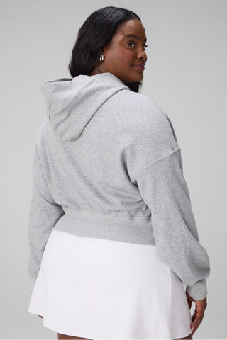 year round terry cropped full-zip hoodie