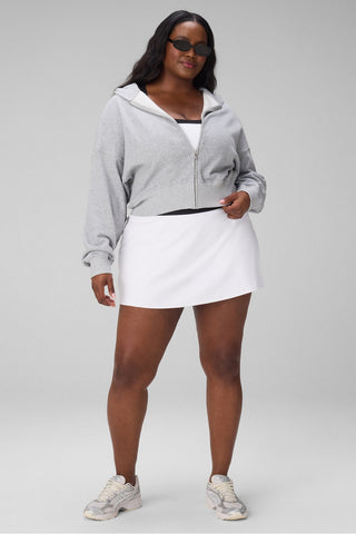 year round terry cropped full-zip hoodie