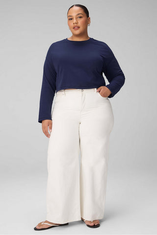 100% cotton boxy long sleeve tee