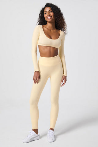 luxe360 heatherflex long-sleeve crop top