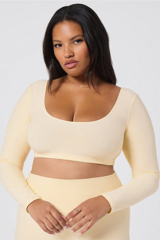 luxe360 heatherflex long-sleeve crop top