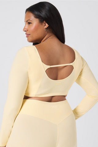 luxe360 heatherflex long-sleeve crop top
