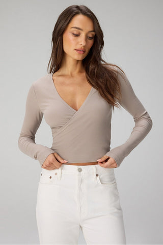modal rib v-neck crop l/s top