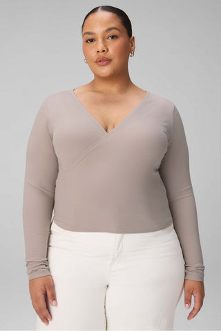 modal rib v-neck crop l/s top
