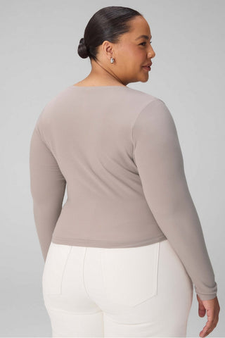 modal rib v-neck crop l/s top