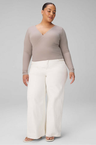 modal rib v-neck crop l/s top