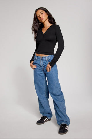 soft rib long sleeve henley