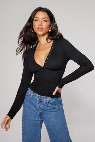 soft rib long sleeve henley