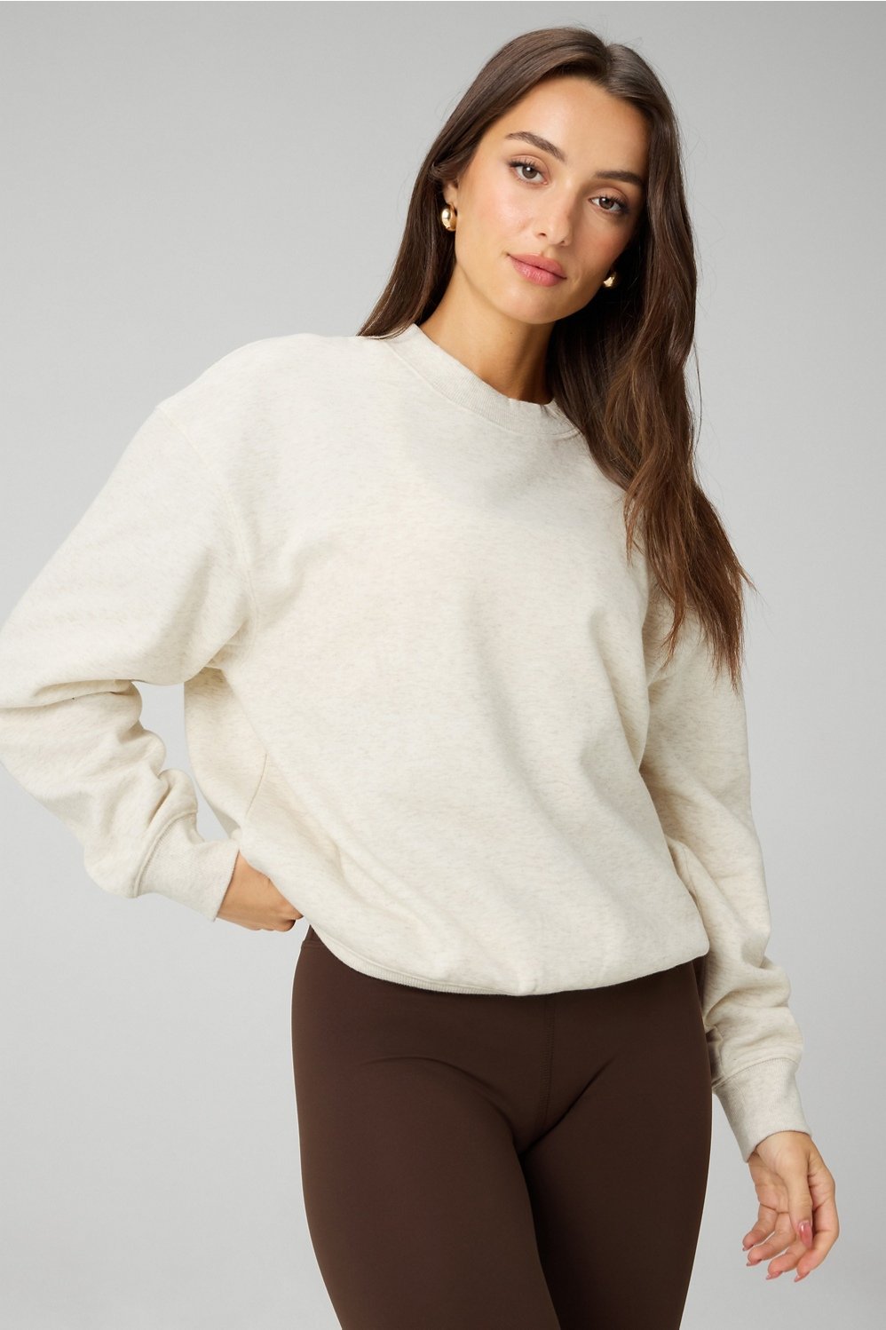 cozy fleece crew neck sweatshirt