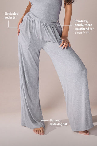 soft rib wide leg pant