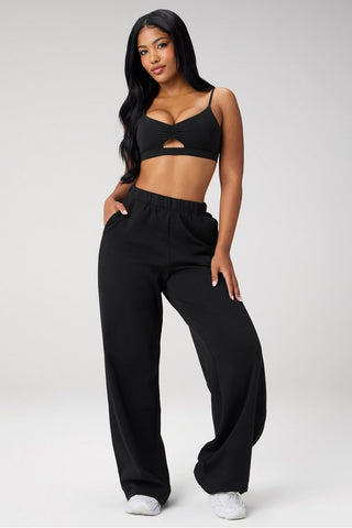 cozy fleece wide leg sweatpant