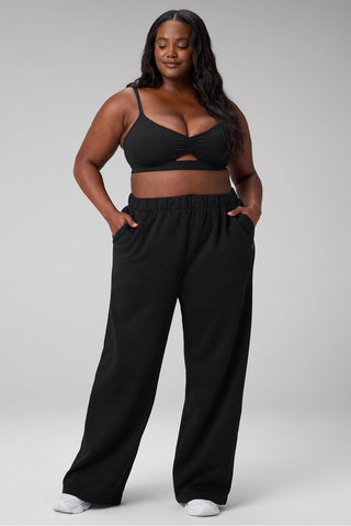 cozy fleece wide leg sweatpant