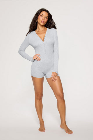 soft rib henley onesie