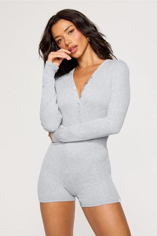 soft rib henley onesie