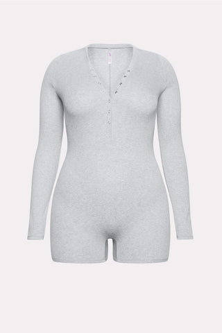 soft rib henley onesie
