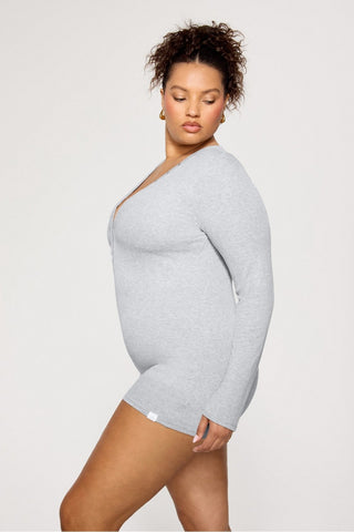 soft rib henley onesie