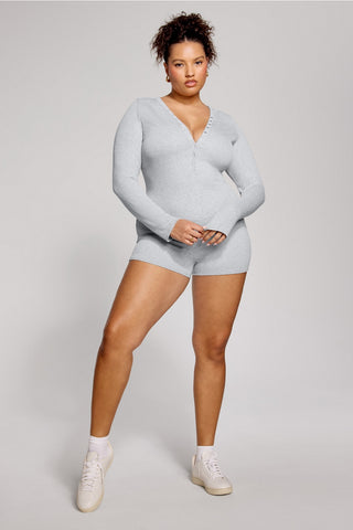 soft rib henley onesie