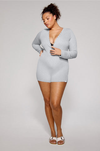 soft rib henley onesie