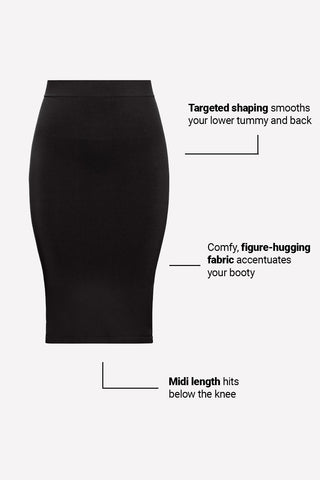 smooth as hell shaping midi skirt
