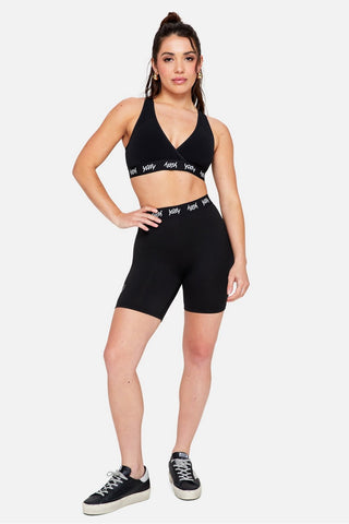 major label shaping high waist logo short