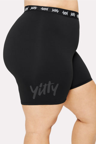 major label shaping high waist logo short