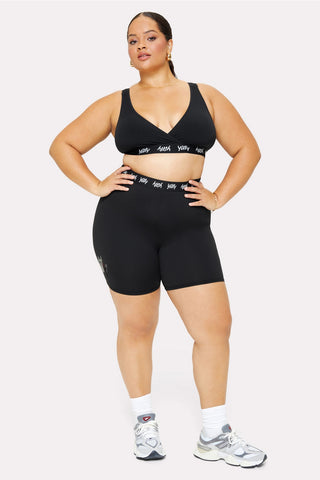 major label shaping high waist logo short