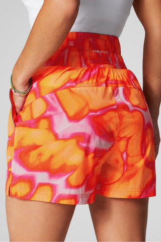 ultra high-waisted piped nylon short