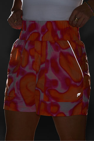 ultra high-waisted piped nylon short