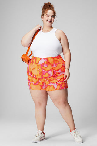 ultra high-waisted piped nylon short