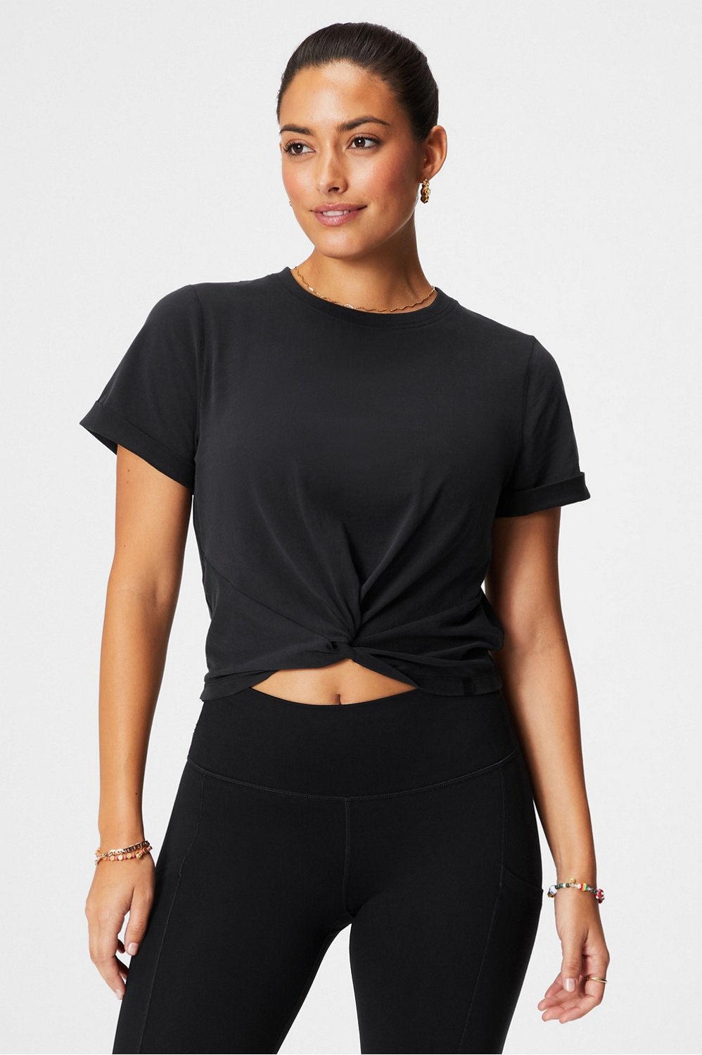 100% cotton front-twist tee